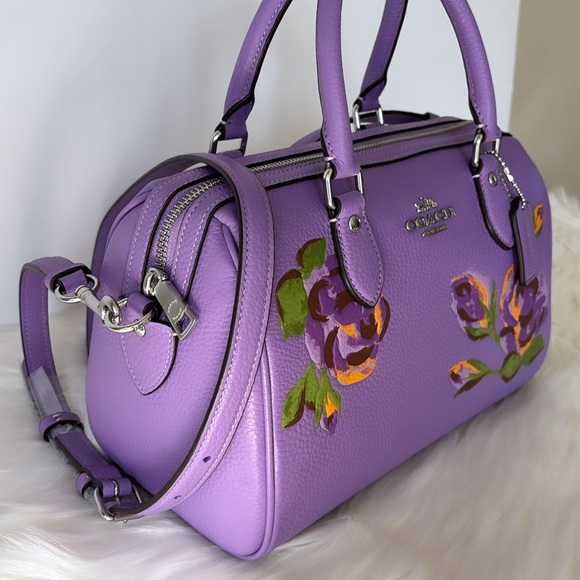 NWT💃Coach Rowan Satchel With Rose Print - Picture 2 of 10